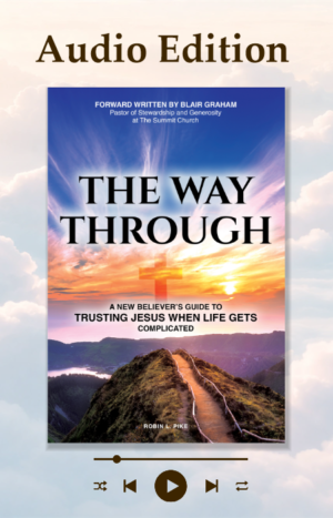 The Way Through audiobook by Robin L. Pike — cover with audio player on a soft cloud sky