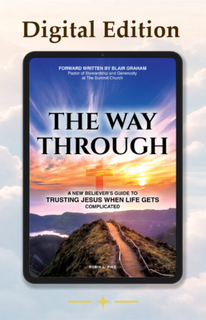 The Way Through ebook by Robin L. Pike — cover shown on a tablet against a soft cloud sky